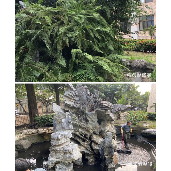景觀魚塘清淤修整前(後)-澄明環境清潔股份有限公司