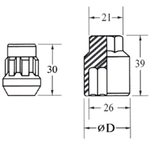 車輪螺帽Close End Bulge Acorn (2pcs)