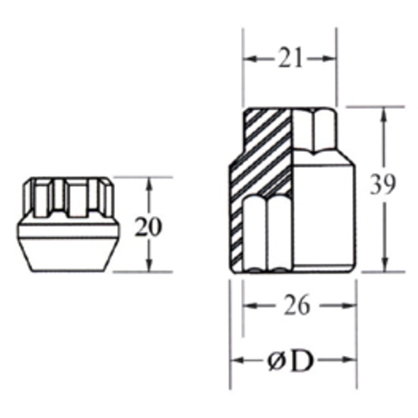 車輪螺帽Open End Bulge Acorn