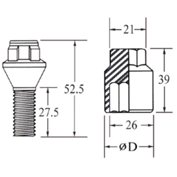 車輪螺帽Bolt Type (Cone seat)