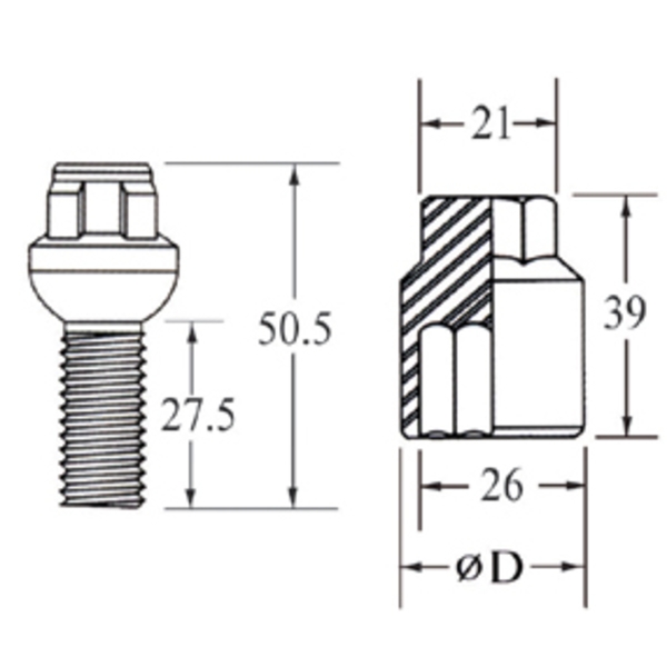 車輪螺帽Bolt Type (Cone seat)