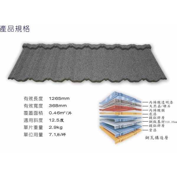 古典瓦型-紐西蘭礫晶鋼瓦