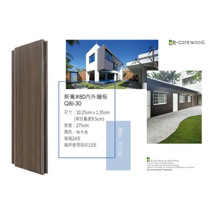 沂可木 E-Core Wood 新寬#80內外牆板 QBI30  (環保木材／塑木／WPC)-杉澤國際有限公司