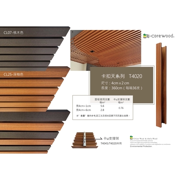 沂可木 E-Core Wood 卡扣障板T5090 (環保木材／塑木／WPC) 格柵-杉澤國際有限公司
