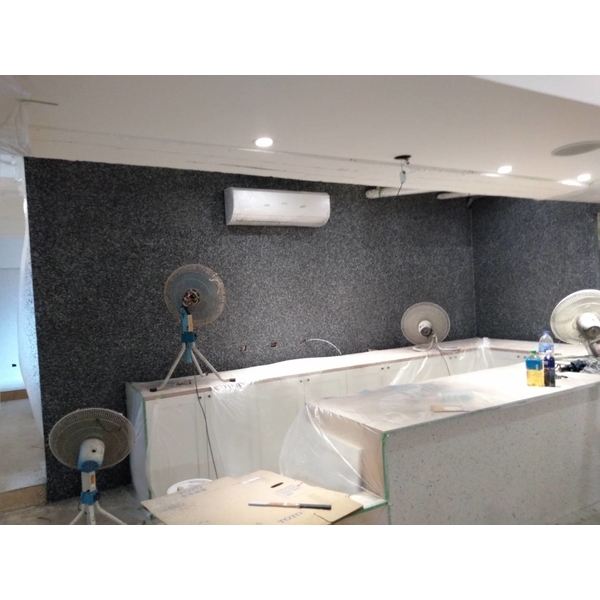 多彩崗石漆 - 台北市東區美甲店室內牆面(2019年9月)-晟冠實業股份有限公司