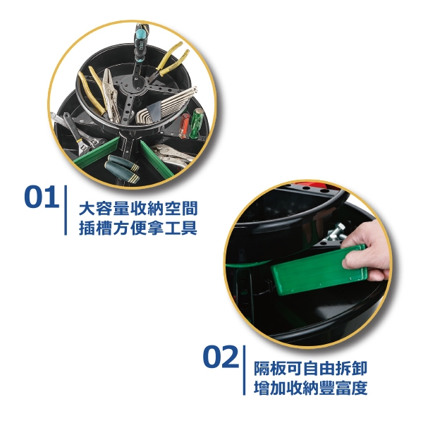 手提輪轉式零件工具車(卡其)-康得倫事業有限公司