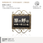 GRP-110 鍛鐵門牌 黑底立體字-葡萄藤鍛造藝術公司