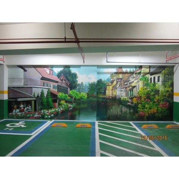 停車場牆壁彩繪-展望傳統藝術彩繪工作室